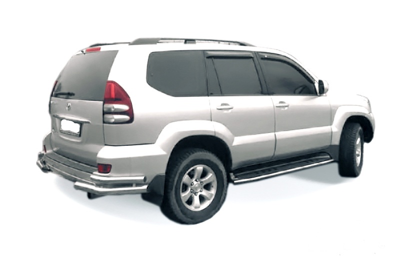 Уголки (ф76+ф42) двойные из нержавеющей стали Toyota Land Cruiser Prado 2003-